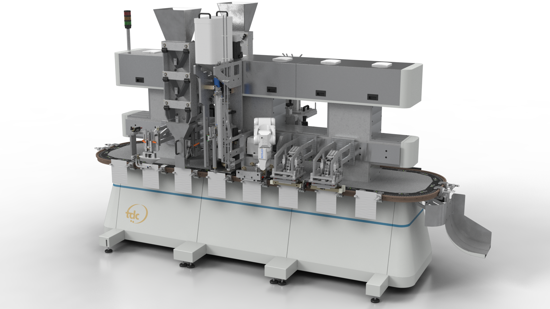 Doysis built of 3 modules. Prepared for solids and liquid packing. Flexible solution.